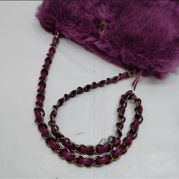 Chanel Coco Mark Purple Fur Shoulder Bag - Picture 10 of 15